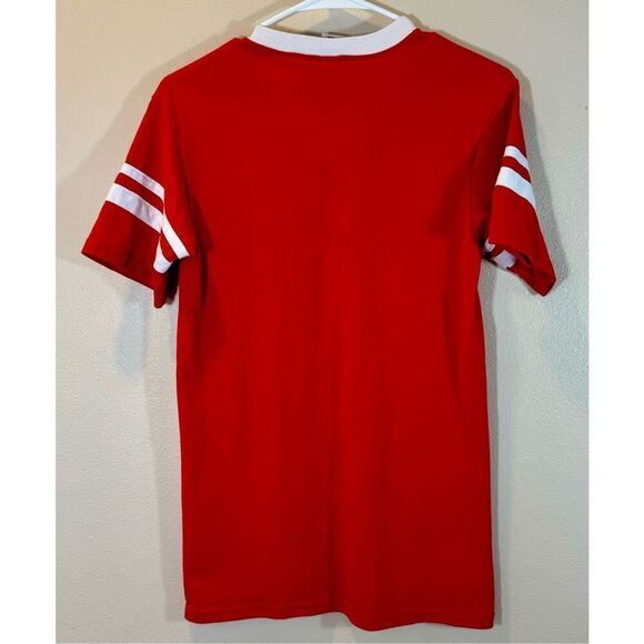 Vintage Style Missoula Red Wave V-Neck Baseball Ringer Women's Shirt Small - Picture 3 of 9